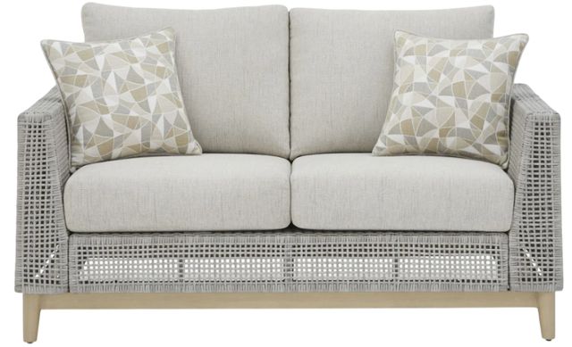 Signature Design by Ashley® Seton Creek Gray Aluminum/Resin Outdoor Loveseat with Cushion-1