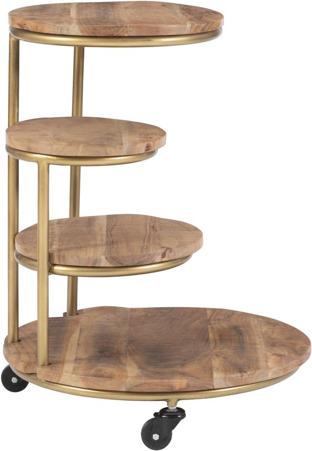 Powell® Collis Natural Four Tiered Plant Stand with Gold Frame-2