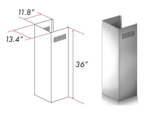 ZLINE 36" Stainless Steel Chimney Extension -2