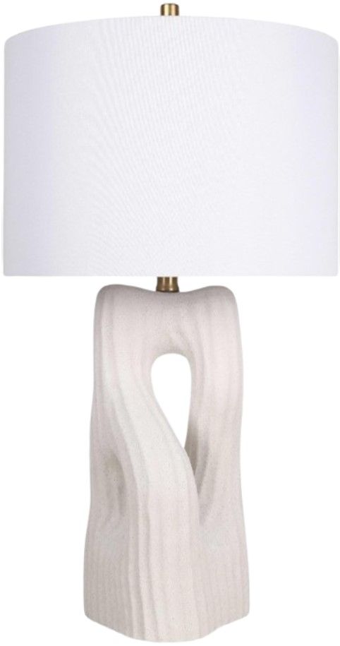 Classy Living 2-Piece Eclipse Harmony White Rock Table Lamp Set-0
