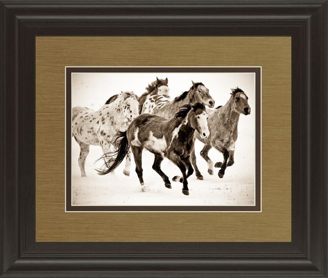 Classy Art  “Painted Horses Run” By Carol Walker Brown 34 in. x 40 in. Framed Print Wall Art-0