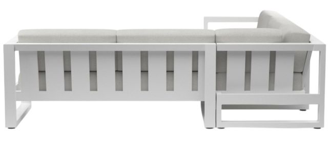 Sunset West Newport 3-Piece Satin White Aluminum Outdoor Sectional with Cast Silver Cushion-2
