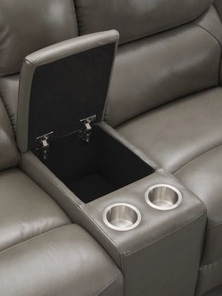Signature Design by Ashley® Faust Gray Power Reclining Loveseat-4