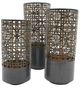 A & B Home Modi 3-Piece Matte Black/Gold Pierced Lantern Set-1