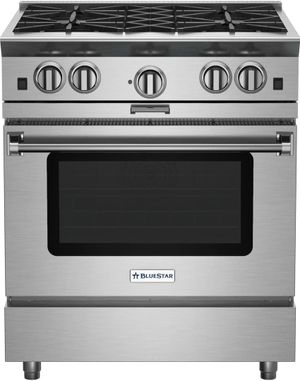 Front view of the BlueStar® Platinum™ Series 30" Color Match Pro Style Natural Gas Range