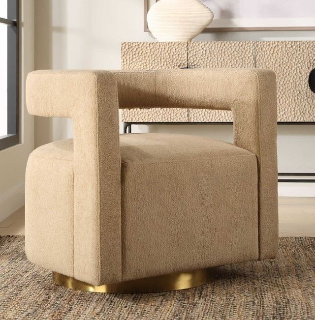 Uttermost® Grounded Beige Swivel Chair-1