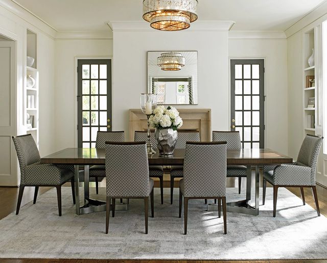 Lexington Home Macarthur Park Beverly Place Brown Dining Table with Brushed Stainless Base-1