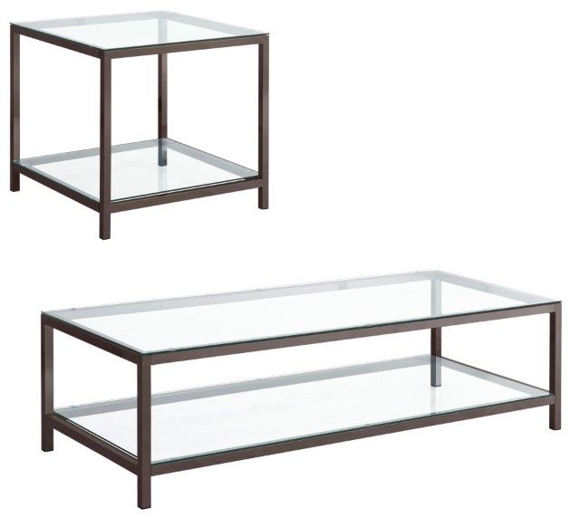 Coaster® Trini 2-Piece Tempered Glass Top Occasional Table with Black Nickel Base Set-0