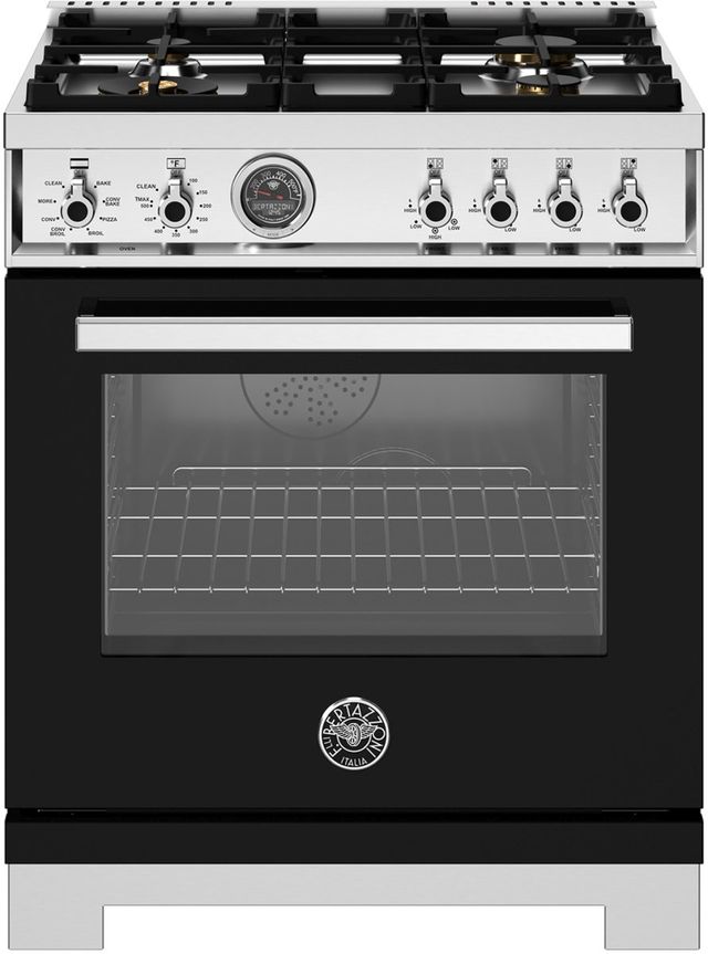 Bertazzoni Professional Series 30" Nero Pro Style Dual Fuel Range-0