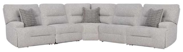Signature Design by Ashley® Acklen Place 5-Piece Pewter Power Reclining Curved Sectional-0