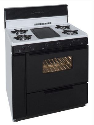 Premier 36" White/Black Trim Pro Style Gas Range-0