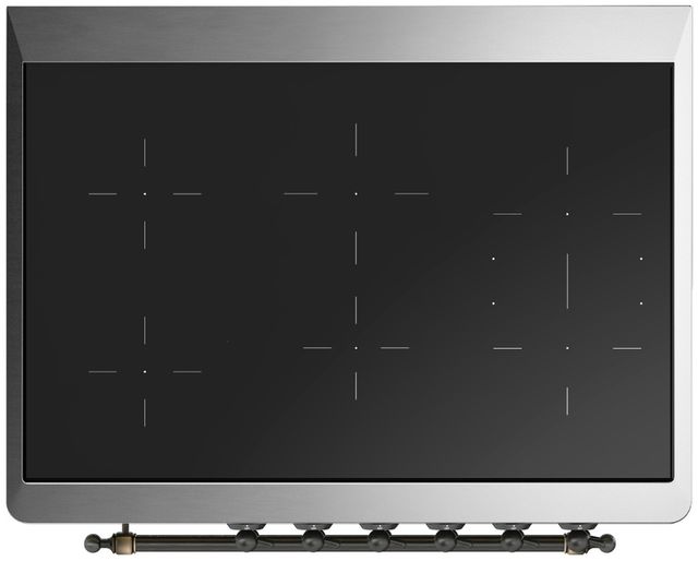 Ilve® Majestic III 36" Antique White Pro Style Induction Range with Solid Door and Burnished Trim-2