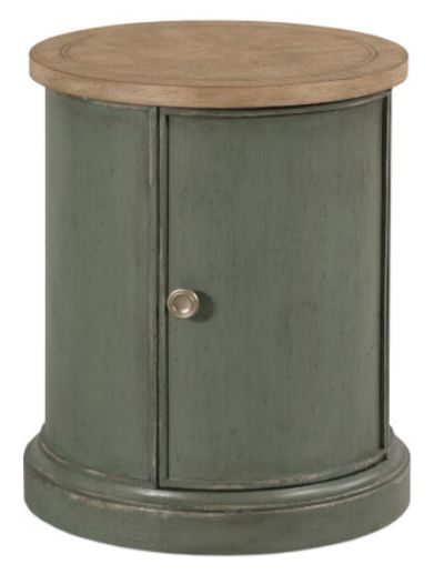 Hammary® Chastain Woodfield Brown Round Accent Table with Green Base-0