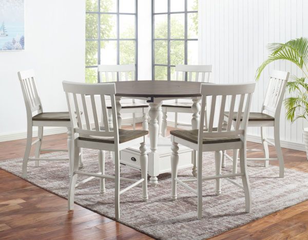 Steve Silver Co. Joanna 2-Piece Brown/White Counter Stool Set-1