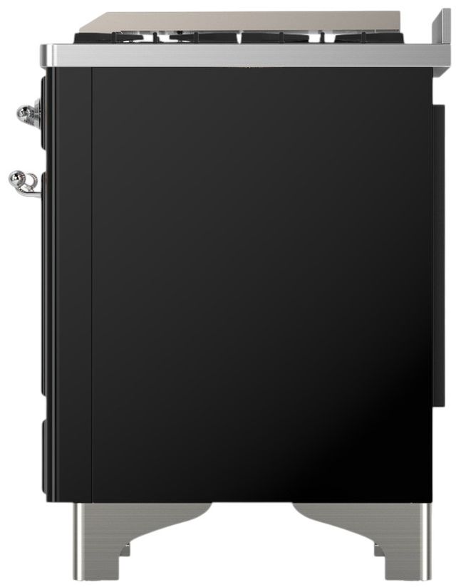 Ilve® Majestic III 60" Glossy Black Pro Style Dual Fuel Natural Gas Range with Griddle and Chrome Trim-3