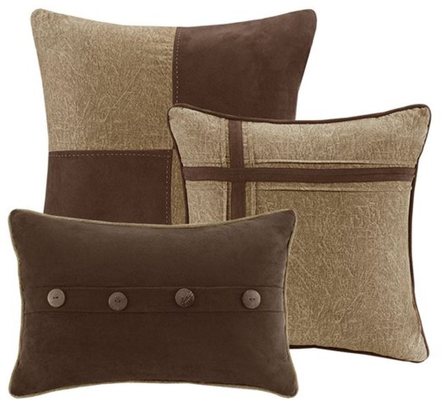 Olliix by Madison Park Boone 7 Piece Brown Queen Faux Suede Comforter Set-3