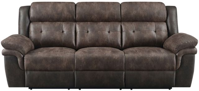 Coaster® Saybrook Chocolate and Dark Brown Tufted Cushion Motion Sofa-1