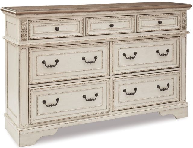 Signature Design by Ashley® Realyn 5-Piece Chipped White Queen Panel Bed Set-2