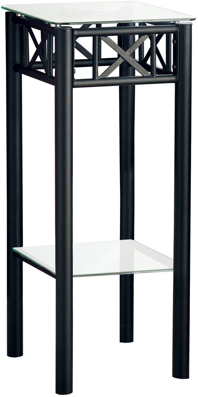 Monarch Specialties Inc. Glass Top Accent Table with Black Metal Base-0