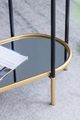 A & B Home Bertram Mirror Top Console Table with Gold and Black Iron Crossed Base,-4