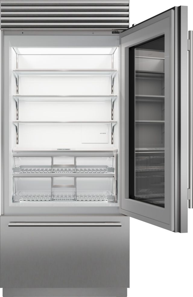 Sub-Zero® Classic Series 36" 20.8 Cu. Ft. Stainless Steel Built-In Right Hinge Over and Under Refrigerator/Freezer with Glass Door-1