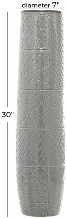 Deco Marche Gray 7" Ceramic Vase with Varying Patterns-1