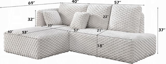 ACME Furniture Manya 2-Piece Ivory Sectional Sofa-2