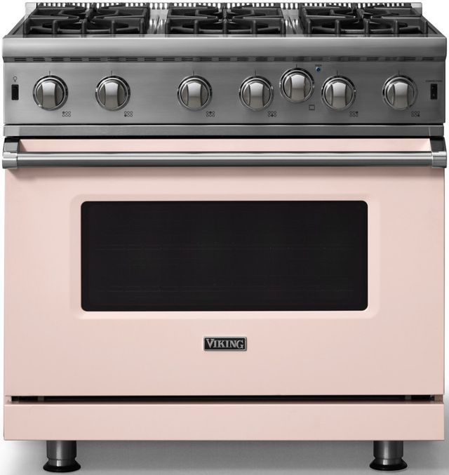 Viking® 5 Series 36" Blush Pro Style Liquid Propane Gas Range-0