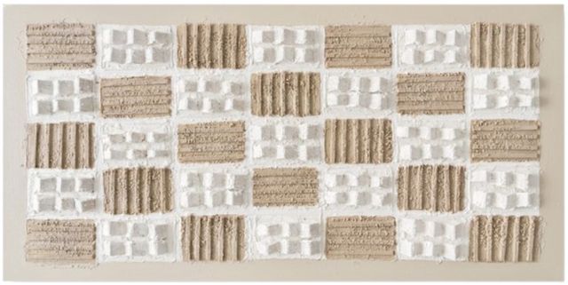 Classy Living Organic Beige Grid-Textured Modern Relief Wall Art-0