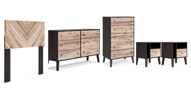 Signature Design by Ashley® Piperton 5-Piece Two-Tone Brown/Black Twin Panel Headboard Bedroom Set-0