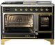 Ilve® Majestic III 48" Glossy Black Pro Style Dual Fuel Natural Gas Range with 5 Black Brass Burners and Brass Trim-2