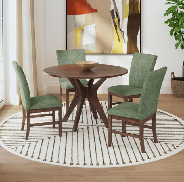 Elements International Santa Barbara 5-Piece Avocado/Walnut Round Dining Set-1