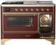 Ilve® Majestic III 48" Burgundy Pro Style Dual Fuel Liquid Propane Range with 5 Black Brass Burners and Brass Trim-3