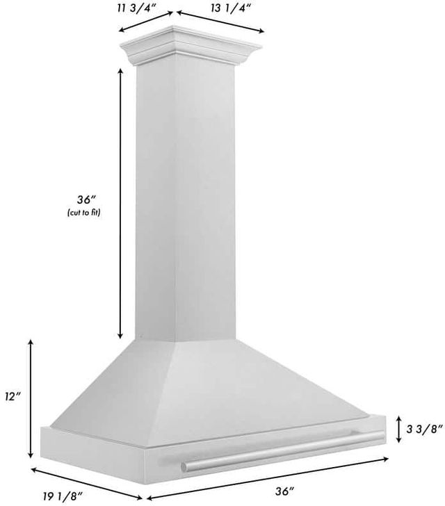 ZLINE 36" Fingerprint Resistant Satin Stainless Steel Convertible Range Hood with Stainless Steel Handle-1