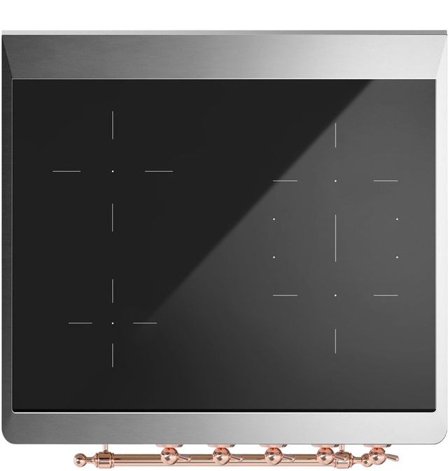 Ilve® Majestic III 30" White Pro Style Induction Range with Triple Glass Door and Copper Trim-2
