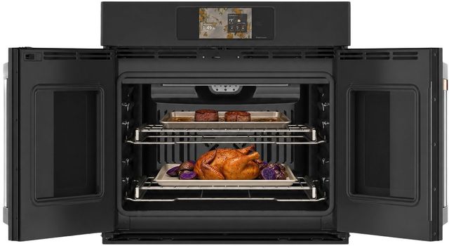 Café™ Professional Series 30” Matte Black Smart Single Electric Wall Oven with French Doors-2