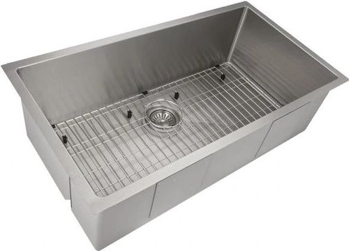 ZLINE Meribel 36" Stainless Steel Undermount Single Bowl Kitchen Sink with Bottom Grid-0