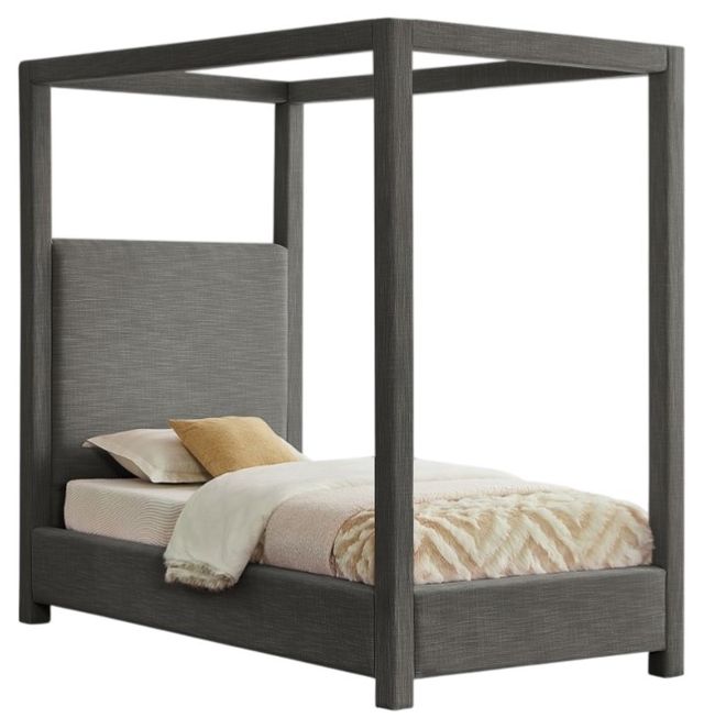 Meridian Furniture Emerson Grey Twin Upholstered Canopy Bed-0