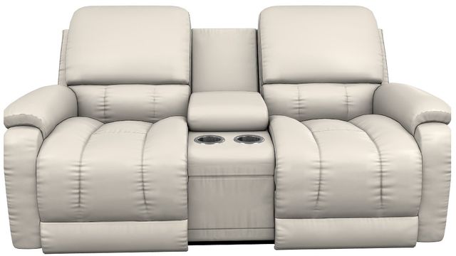 La-Z-Boy® Greyson Ice Leather Manual Reclining Loveseat with Console-1