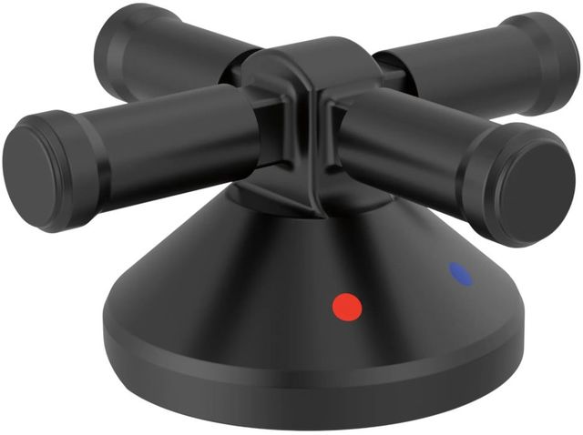 Delta Broderick® Matte Black 3-Hole Roman Tub with Hand Shower - Handle Kit-Cross-0