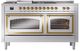 Ilve® Nostalgie II Noblesse 60'' Stainless Steel Pro Style Dual Fuel Range with Brass Trim-1