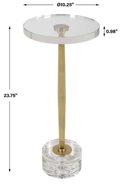 Uttermost® Groove Crystal Top Drink Table with Brushed Gold Base-2