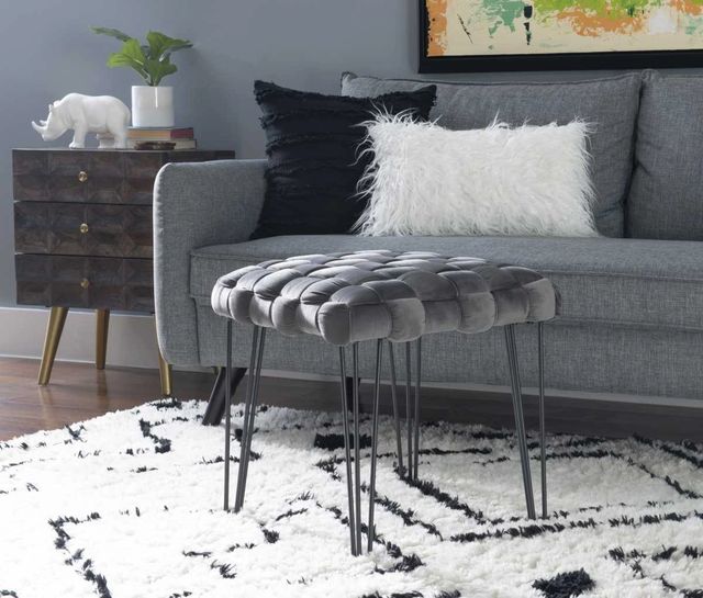 Powell® Neva Gray Square Ottoman Stool-4