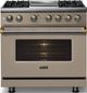 Viking® 5 Series 36" Nantucket Pro Style Dual Fuel (LP) Range with Brushed Brass Trim-2