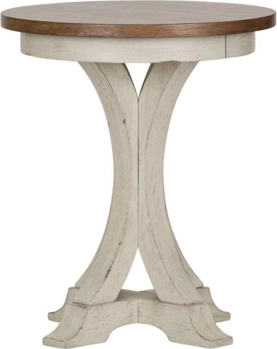 Liberty Furniture Farmhouse Reimagined Chestnut Chairside Table with Antique White Base-2