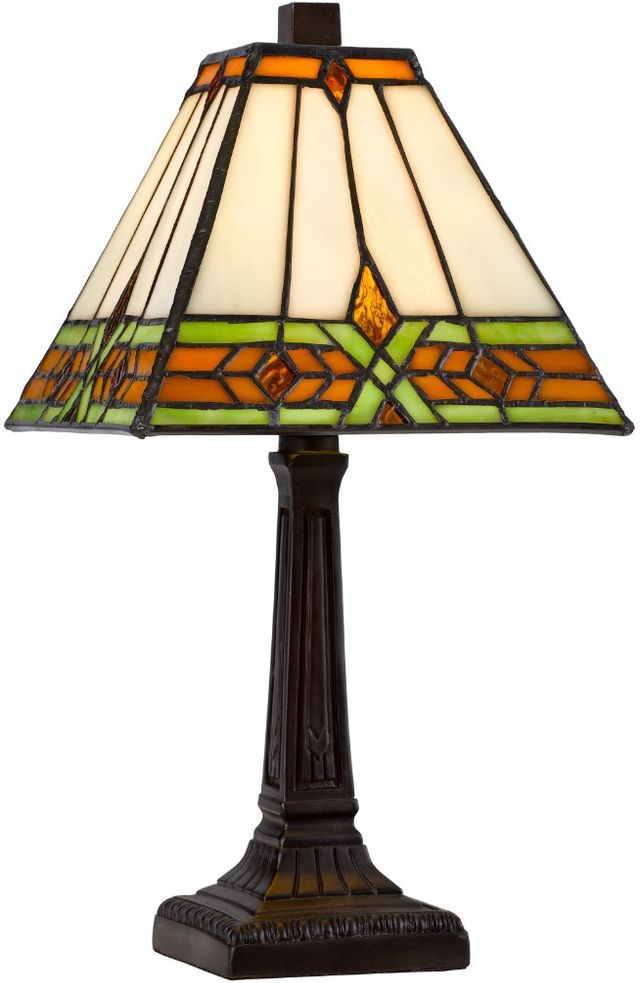 Cal® Lighting & Accessories Tiffany Dark Bronze/Green/Yellow Accent Lamp-0