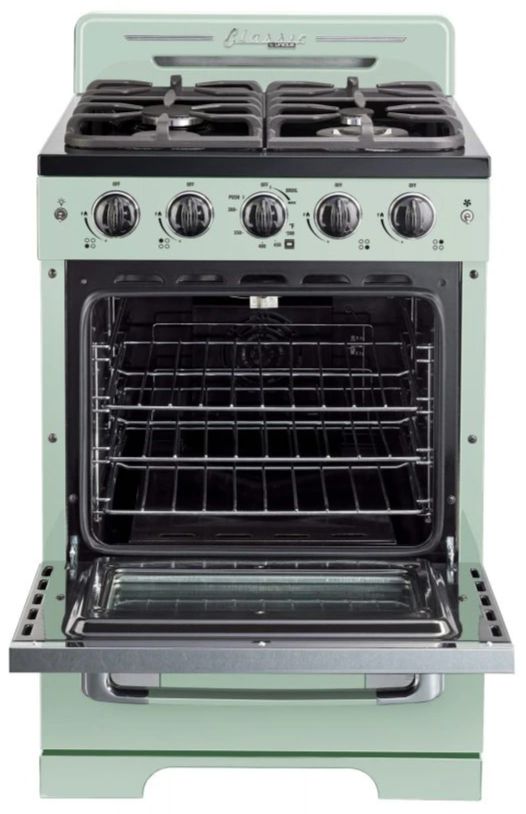 Unique® Appliances Classic Retro 24" Summer Mint Green Freestanding Natural Gas Range-1