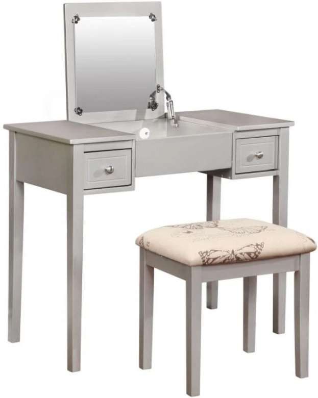 Linon Virginia 2-Piece Silver Butterfly Vanity Set-0