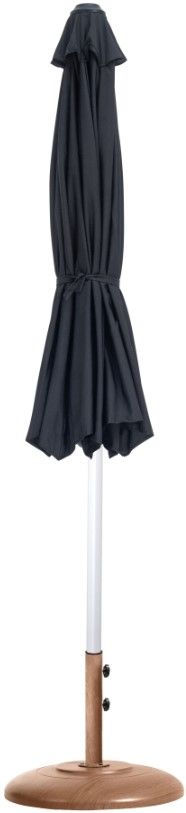 Meridian Furniture Fiji Black/Matte White/Teak Aluminum Outdoor Patio Umbrella and Round Base-1