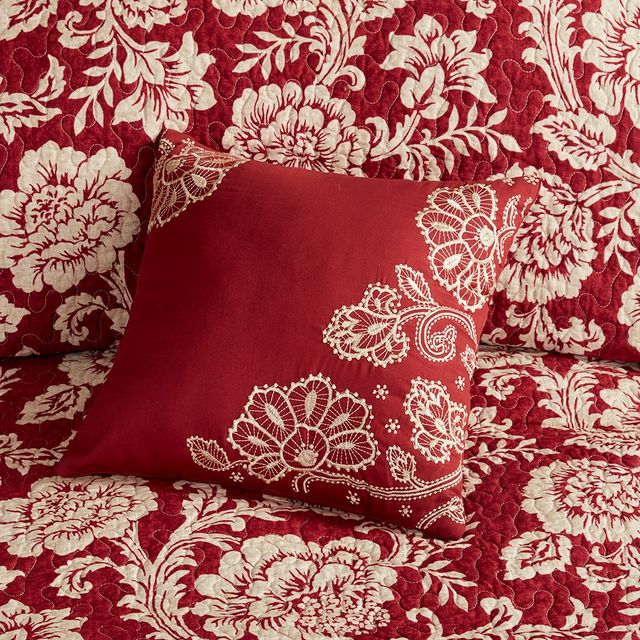 Olliix by Madison Park 6 Piece Red King/California King Lucy Twill Reversible Coverlet Set-4